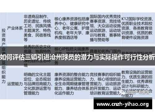 如何评估三镇引进沧州球员的潜力与实际操作可行性分析
